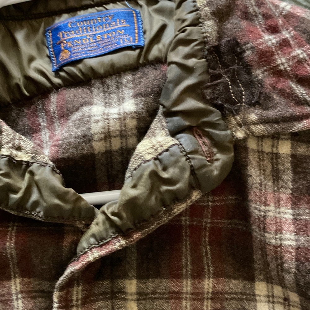 Pendleton Brown and Red Plaid Wool Flannel Shirt - Picture 5 of 9